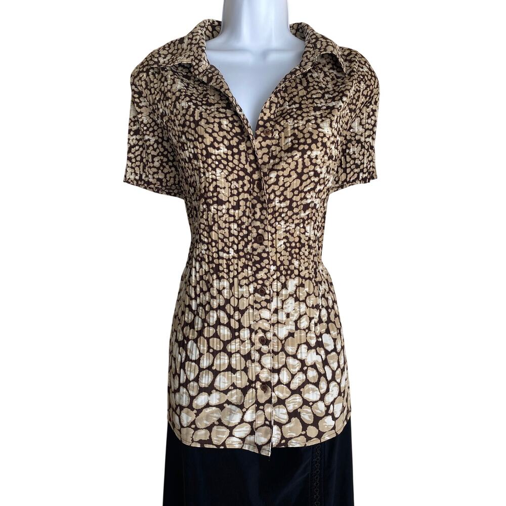 Y2K 5th Ave Women's Plus Size 2X Boho Oversized Feminine Animal Print Blouse
